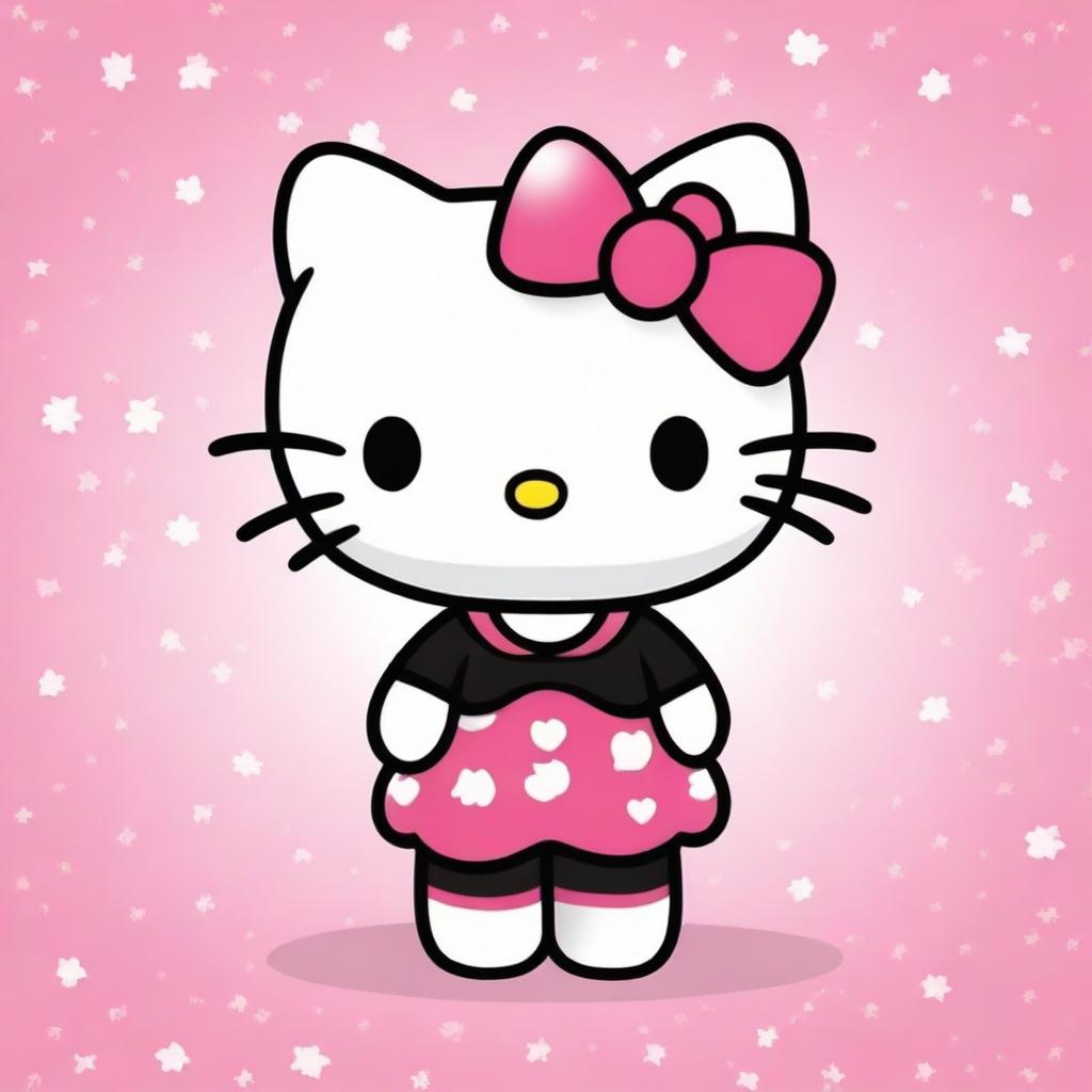 Create an image of Hello Kitty with short black hair