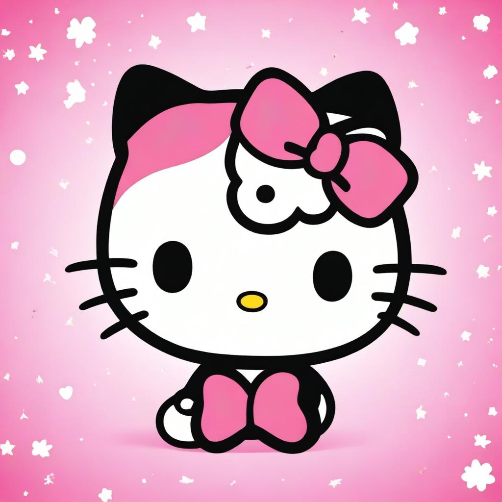 Create an image of Hello Kitty with short black hair