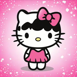 Create an image of Hello Kitty with short black hair