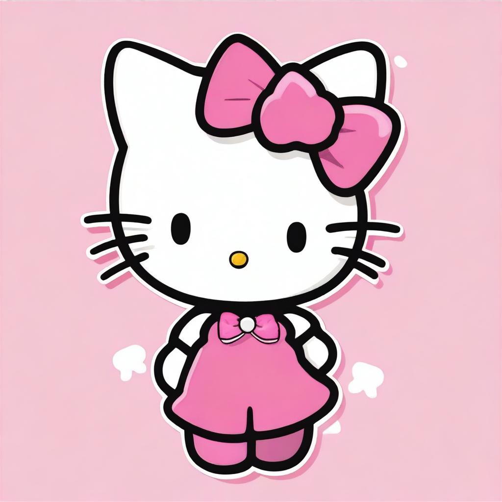 Create an image of Hello Kitty with short hair that reaches the neck