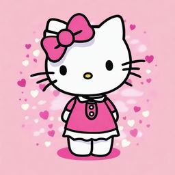 Create an image of Hello Kitty with short hair that reaches the neck