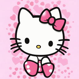 Create an image of Hello Kitty with short hair that reaches the neck