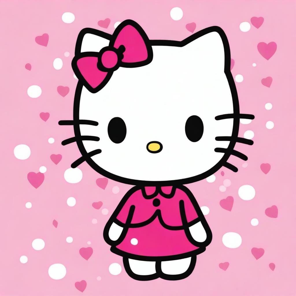 Create an image of Hello Kitty with short hair that reaches the neck