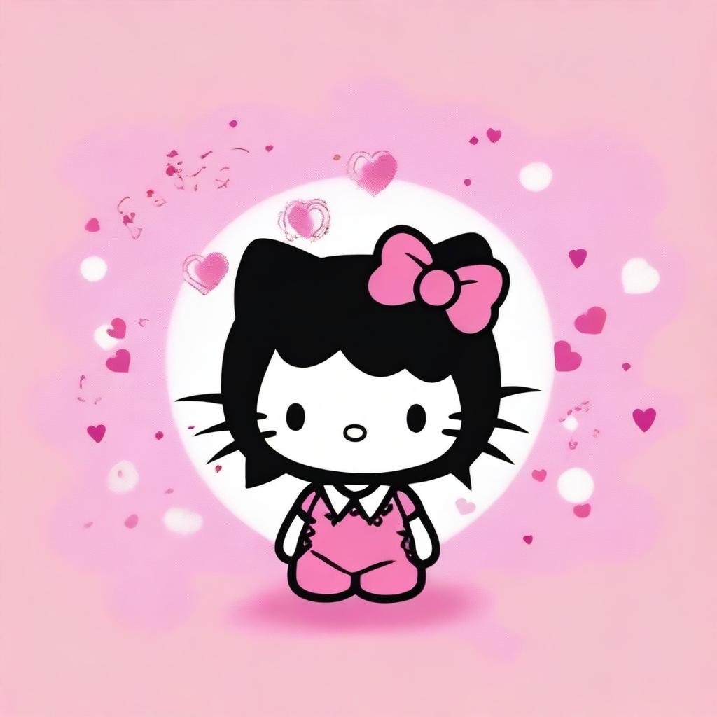 Create an image of Hello Kitty with black hair