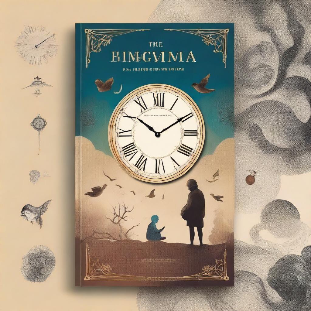 A captivating book cover design for 'O Enigma do Tempo Esquecido' featuring an intriguing and mysterious scene