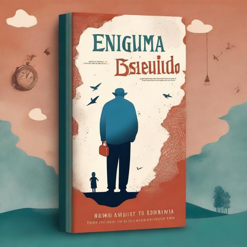 A captivating book cover design for a novel titled 'O Enigma do Tempo Esquecido'