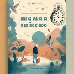 A captivating book cover design for a novel titled 'O Enigma do Tempo Esquecido'