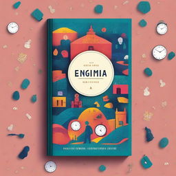 A captivating book cover design for a novel titled 'O Enigma do Tempo Esquecido'