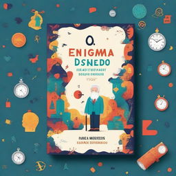 A captivating book cover design for a novel titled 'O Enigma do Tempo Esquecido'