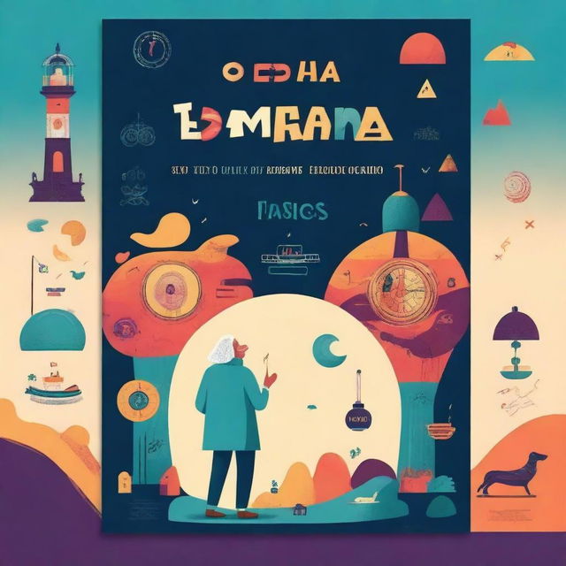 A captivating book cover design titled 'O Enigma do Tempo Esquecido'