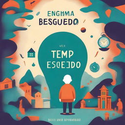 A captivating book cover design titled 'O Enigma do Tempo Esquecido'