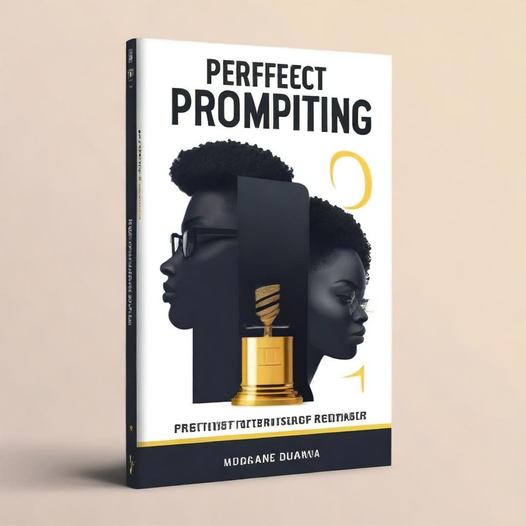 Create a visually striking cover design for a book titled 'Perfect Prompting: A Comprehensive Guide for Professionals' by Eric Agyemang Duah