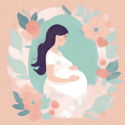 An artistic and heartwarming illustration for a pregnancy journal cover