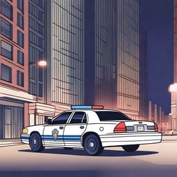 A detailed illustration of a police car with flashing lights and a sleek design