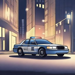 A detailed illustration of a police car with flashing lights and a sleek design