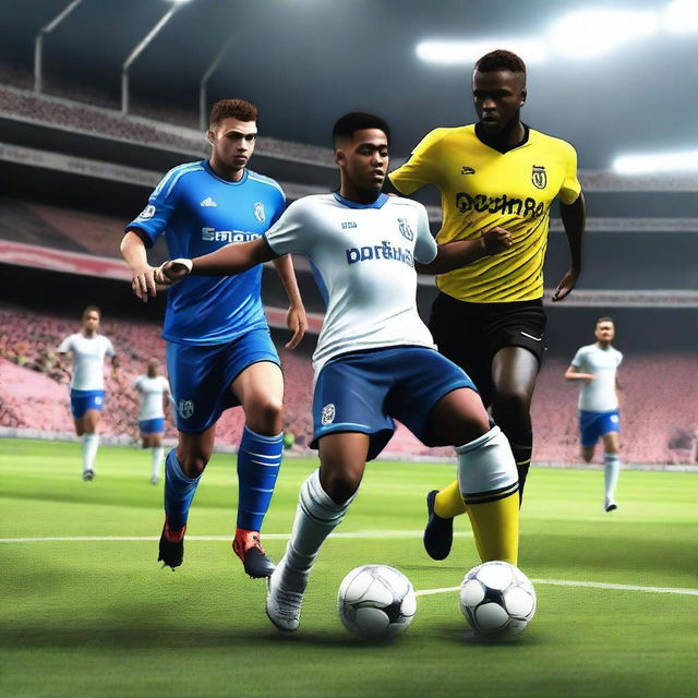 A dynamic and engaging image of a mobile football team in the FC24 game, featuring a handicap match