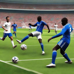 A dynamic and engaging image of a mobile football team in the FC24 game, featuring a handicap match