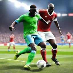 A dynamic and engaging image of a mobile football team in the FC24 game, featuring a handicap match