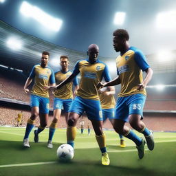 A dynamic and engaging image of a mobile football team in the FC24 game, featuring a handicap match