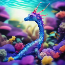 A Royal Pearl Sea Dragon, adorned with regal features and majestic scales that glisten with iridescent colors