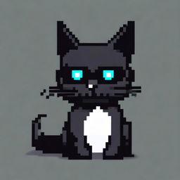 A pixel art style image of a black cat wearing black sunglasses