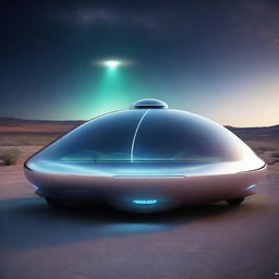 A futuristic car that looks like a UFO