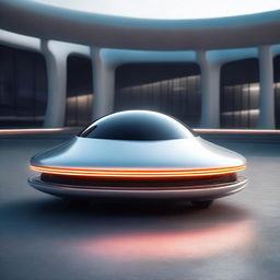 A futuristic car that looks like a UFO