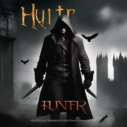 Create a dynamic and captivating book cover for a novel titled 'Hunter'