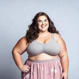 Create a respectful and positive image of a plus-sized girl who is confident and happy