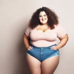 Create a respectful and positive image of a plus-sized girl who is confident and happy