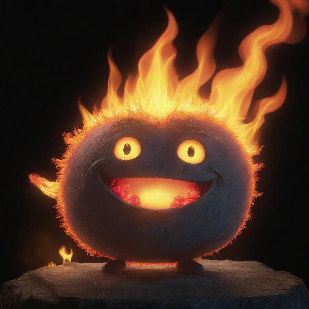 A vivid, animated image of Calcifer, the fiery demon from Howl's Moving Castle, radiating warmth and mischief.