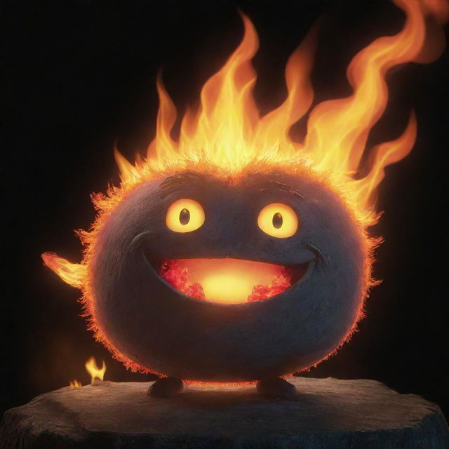 A vivid, animated image of Calcifer, the fiery demon from Howl's Moving Castle, radiating warmth and mischief.