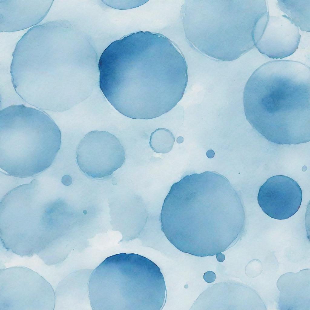 Abstract art of soft sky blue watercolor strokes interspersed with whimsical bubbles