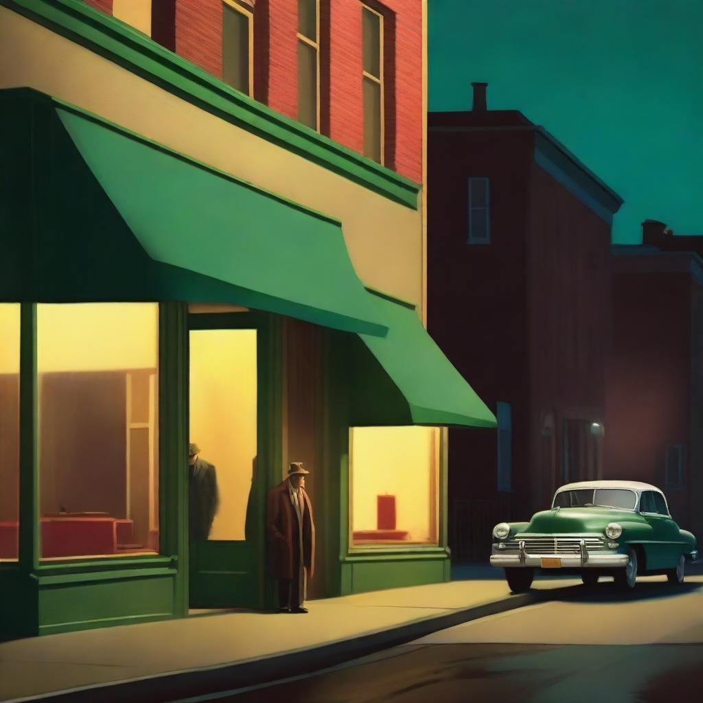 Create a cinematic cover inspired by the style of Edward Hopper paintings