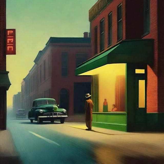 Create a cinematic cover inspired by the style of Edward Hopper paintings