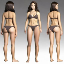 Create a full-body portrait image of a tall, very feminine girl with a healthy and curvy athletic hourglass body