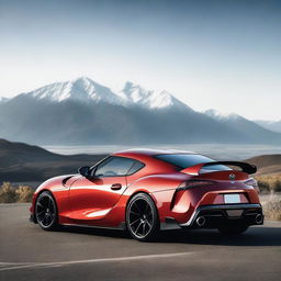 A highly detailed image of a Toyota Supra, showcasing its sleek design and powerful build