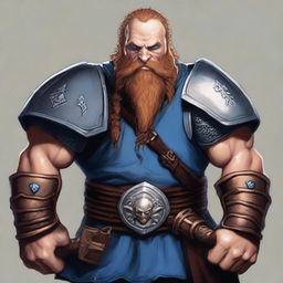 A detailed character portrait of Tharok Ironfist, a Level 5 Dwarf Warrior