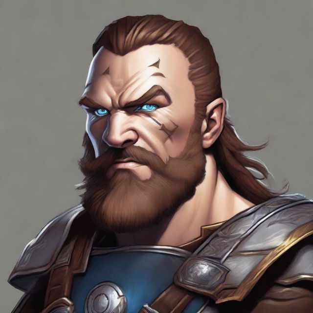 A detailed character portrait of Tharok Ironfist, a Level 5 Dwarf Warrior