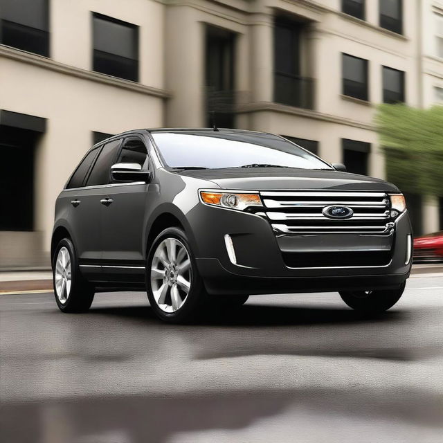 A detailed image of a 2011 Ford Edge in wet asphalt color with antichrome details