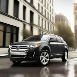 A detailed image of a 2011 Ford Edge in wet asphalt color with antichrome details