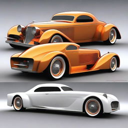 Create a custom modern hypercar that combines a 4-door 1932 Buick Victoria sedan with a hyper McLaren