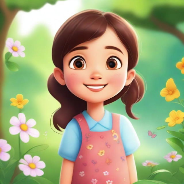 A kind-hearted little girl named Raina, depicted in a heartwarming and friendly scene