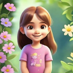 A kind-hearted little girl named Raina, depicted in a heartwarming and friendly scene