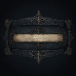 An intricately detailed text box banner, dark in theme and appropriate for a souls-like game atmosphere.