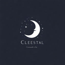 Create a logo with the word 'celestial' that incorporates elements of the moon and stars