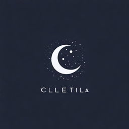 Create a logo with the word 'celestial' that incorporates elements of the moon and stars