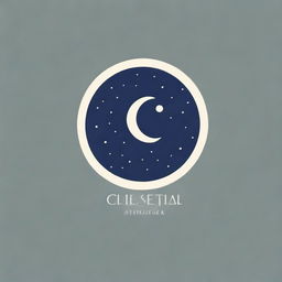 Create a logo with the word 'celestial' that incorporates elements of the moon and stars