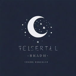 Create a logo featuring the word 'celestial' with elements of the moon and stars