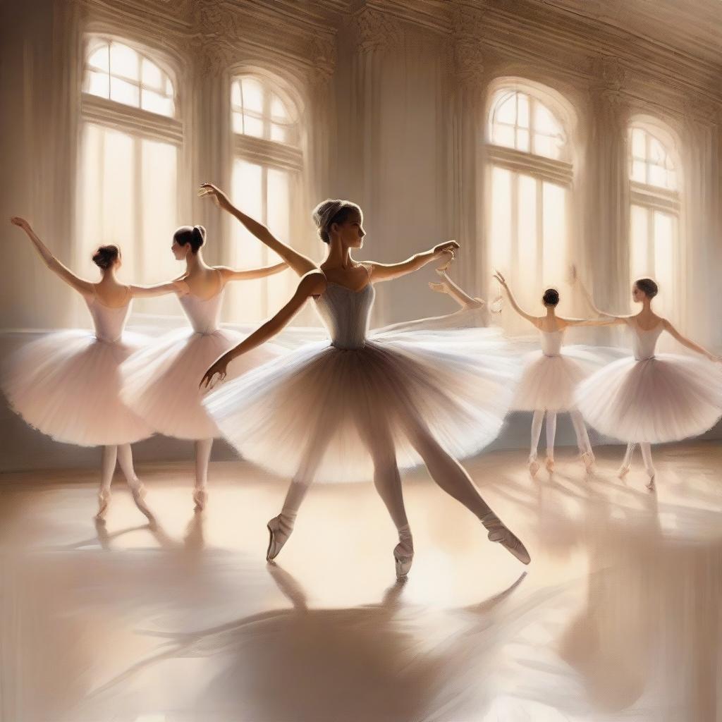 A beautifully detailed illustration of a ballet performance, capturing the grace and elegance of the dancers